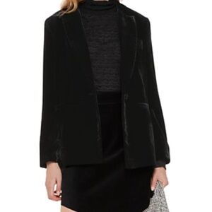 Joie Black Velvet One Button Relaxed Fit Blazer SZ 4
